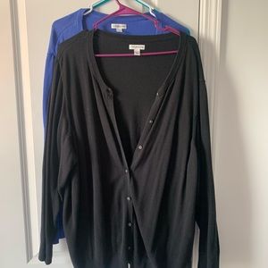 Cardigans, pair of, black and blue, 3x
